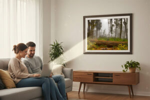 Couple downloading digital fine art