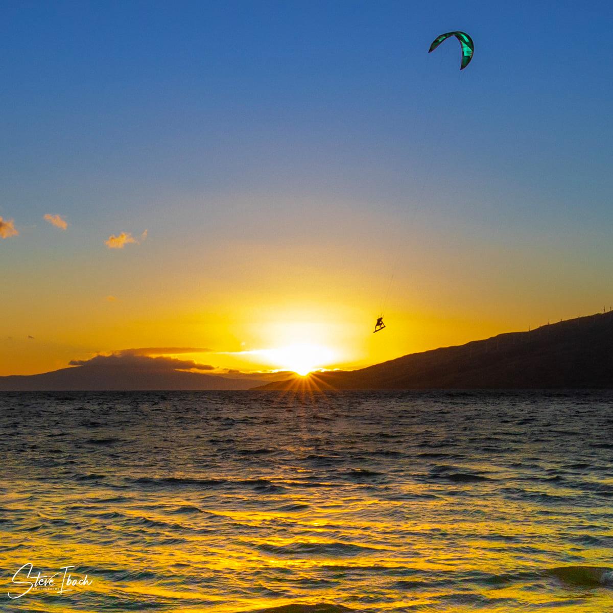 Kite Surfer Jumping Sunset